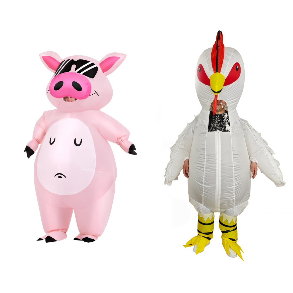Halloween Costume Adult - Cartoon-Tier-Ferkel-Aufblasbares Kostüm Anime Rosa Anzug Karneval