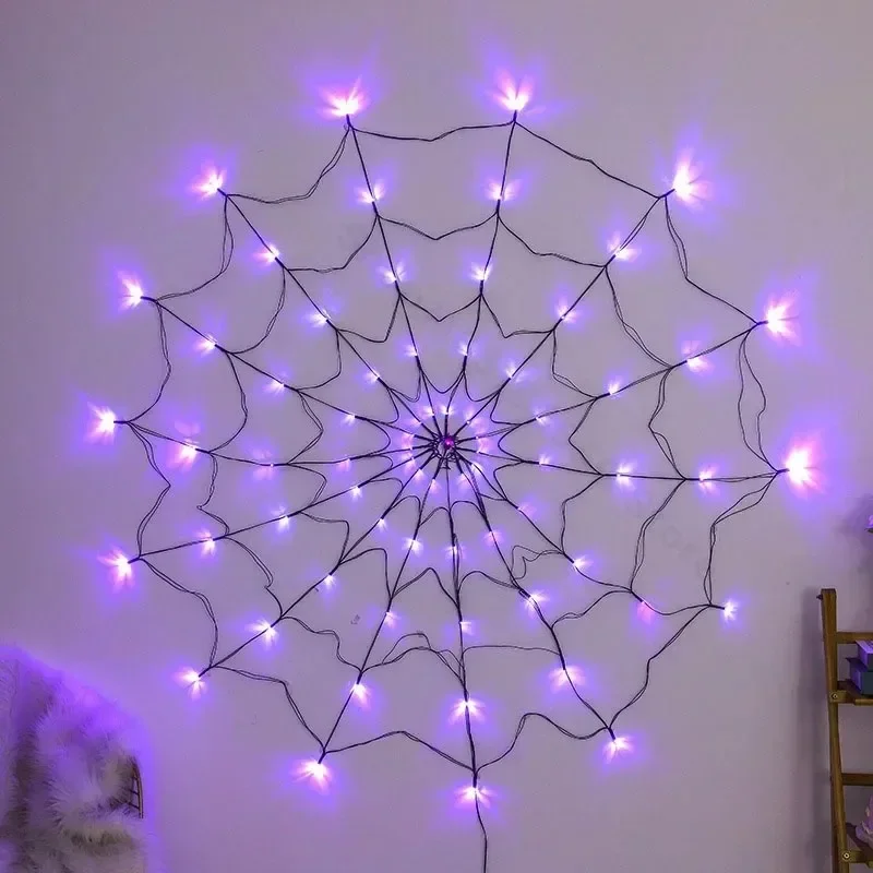 Spider Web Halloween Decoration - Halloween Spinnennetz Lichterkette 70 LED Wasserdichte