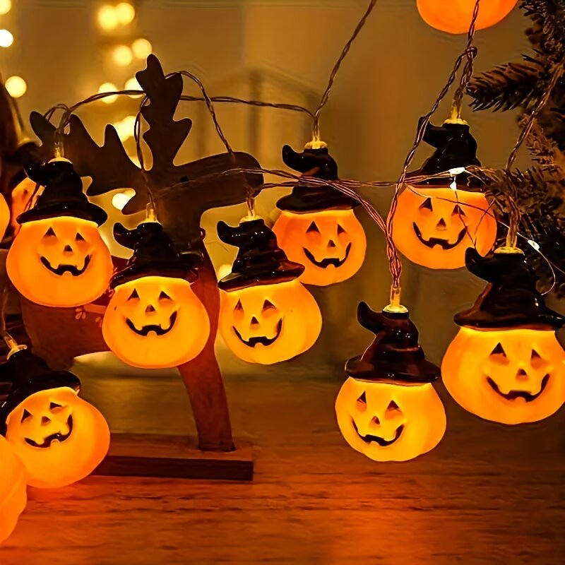 Halloween Led String Lights Orange - 1,5 m/59,06 Zoll Halloween-Kürbis-Lichterkette, Laterne, LED-Lichterkette,