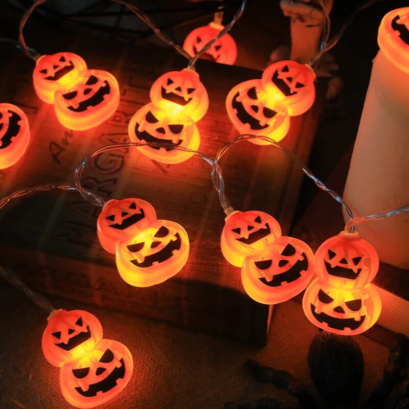 Halloween Led String Lights Orange - Halloween 10/20 LED-Lichterkette Batteriebetrieben Kürbis-Dekorationslampen für