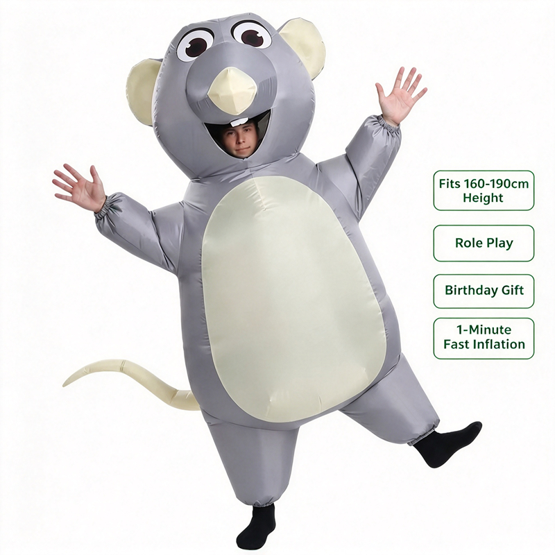 Halloween Costume Kids - Aufblasbares graues Mäusekostüm für Erwachsene und