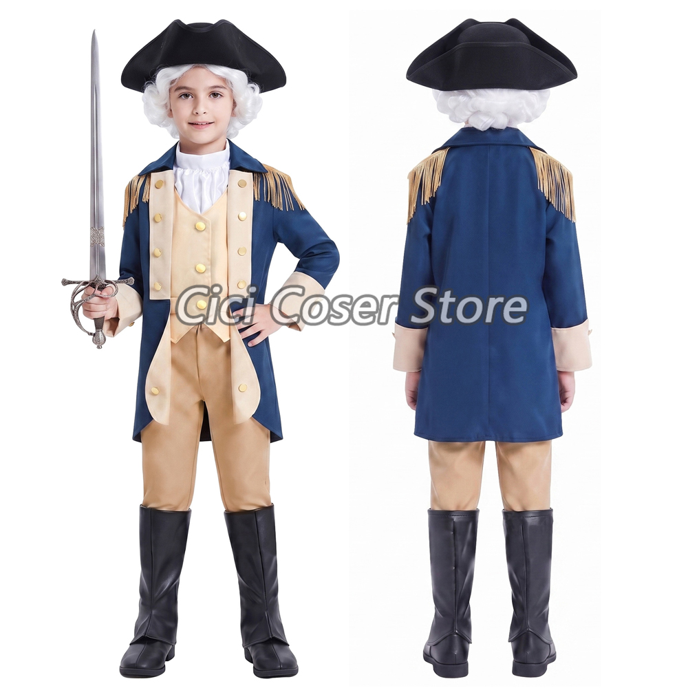 Halloween Costume Kids - Kinder-Kolonialkostüm George Washington, historisches Militäroffizier-Outfit mit