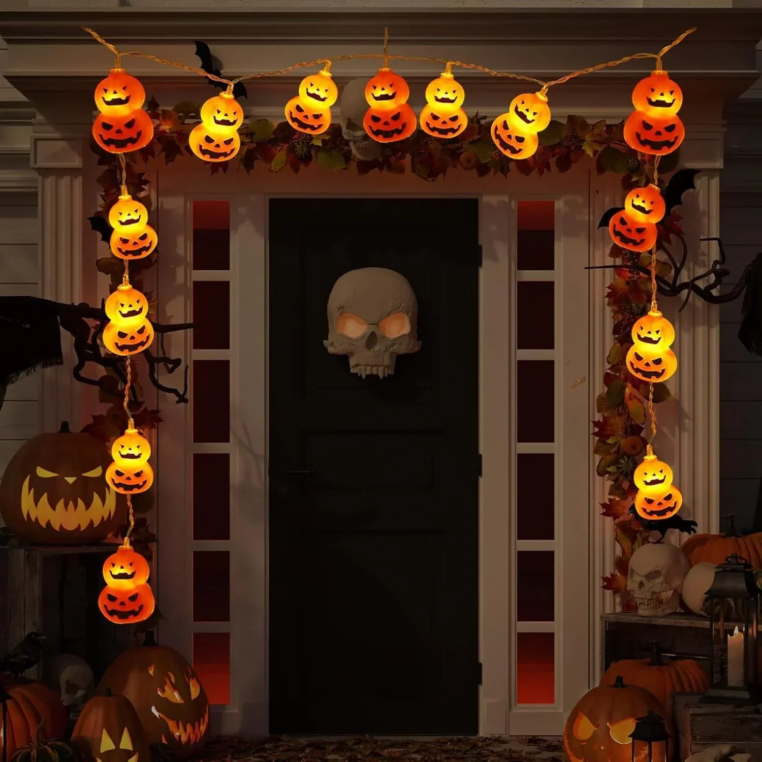 Halloween Led String Lights Orange - Jack O Lantern Lichterkette, batteriebetriebenes orangefarbenes