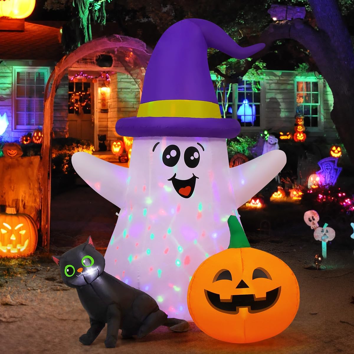 Halloween Pumpkin Decor Led - 1,5 Meter große aufblasbare Halloween-Geister-Deko für