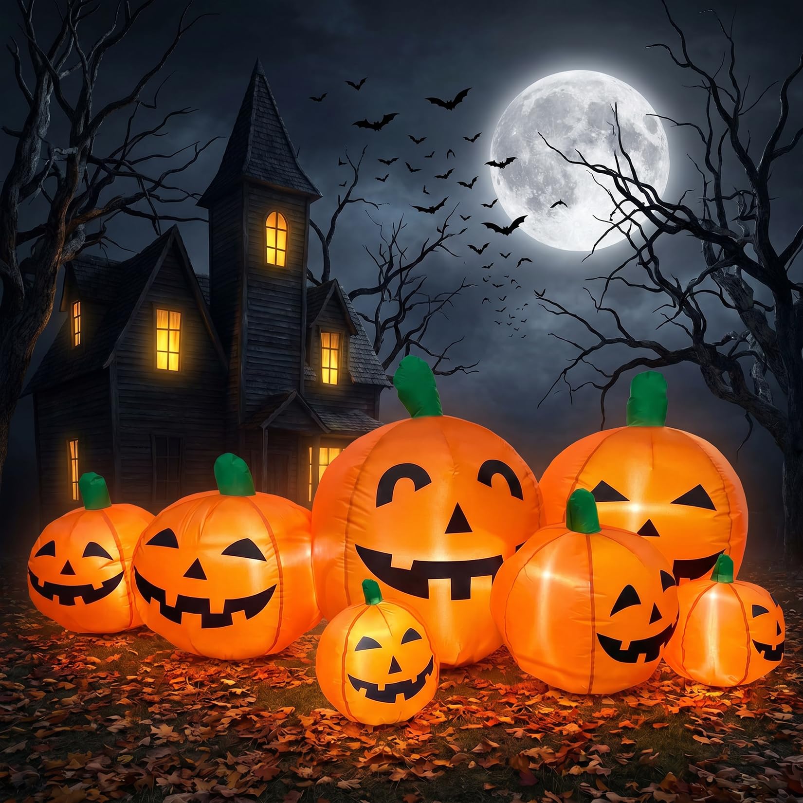 Halloween Pumpkin Decor Led - 7,5 FT Riesiger Aufblasbarer Halloween-Kürbis für