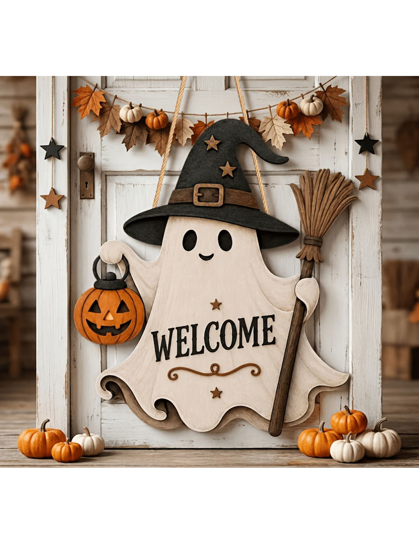 2D flache, einseitige Geistert – Pumpkin Lantern Halloween Bewertung und Preis