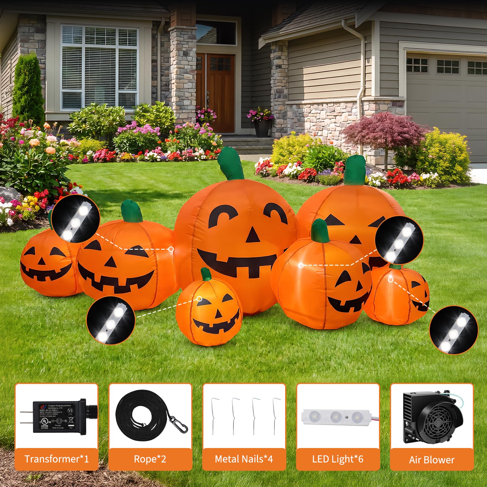 7,5 FT Riesiger Aufblasbarer H – Halloween Pumpkin Decor Led Bewertung und Preis