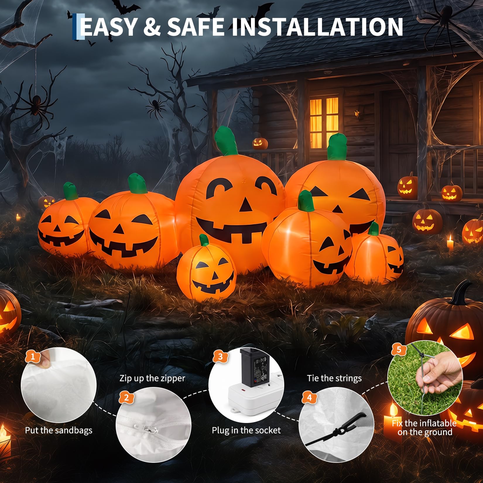 7,5 FT Riesiger Aufblasbarer H – Halloween Pumpkin Decor Led Bewertung und Preis